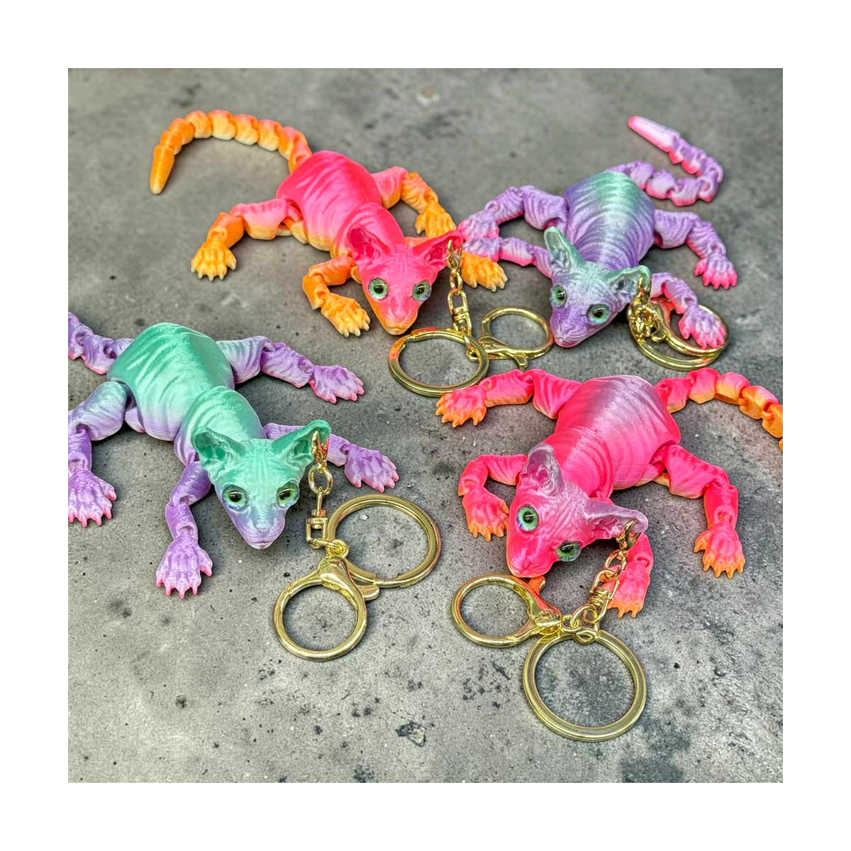 Rainbow Sphynx Keyring Set