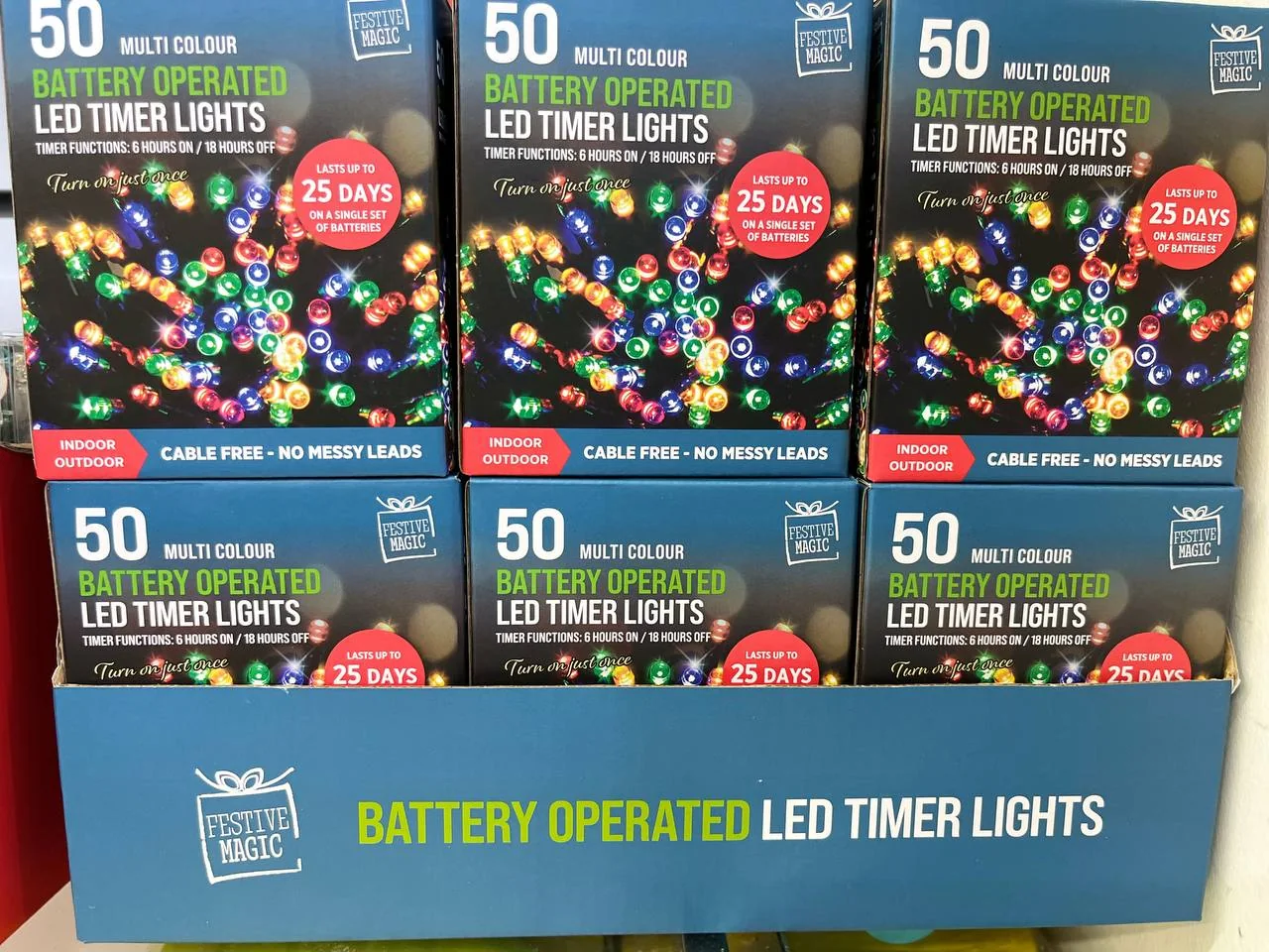 50pcs Multicoloured LED Timer Lights Battery Operated